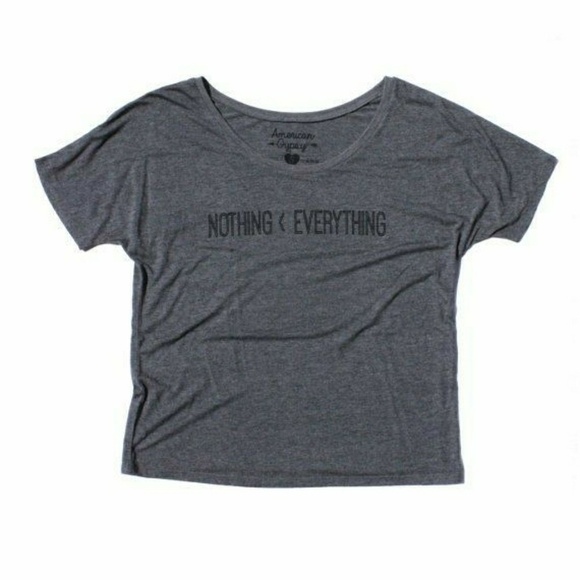 Tops - Grey Scoop Neck Graphic Tee